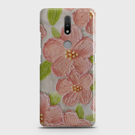 Nokia 2.4 Cover - Floral Series - Design 9 - Pink & Green - Matte Finish - Snap On Hard Case with LifeTime Colors Guarantee