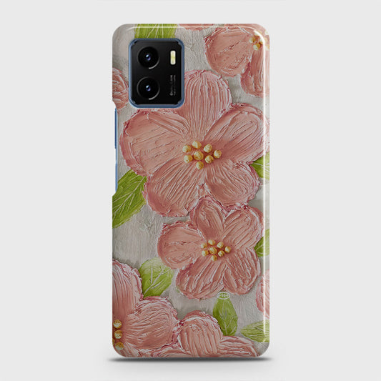 Vivo Y01 Cover - Floral Series - Design 9 - Pink & Green - Matte Finish - Snap On Hard Case with LifeTime Colors Guarantee