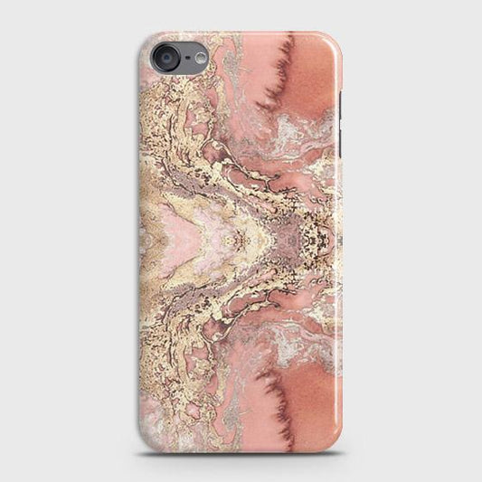 iPod Touch 6 Cover - Trendy Chic Rose Gold Marble Printed Hard Case with Life Time Colors Guarantee ( Fast Delivery )