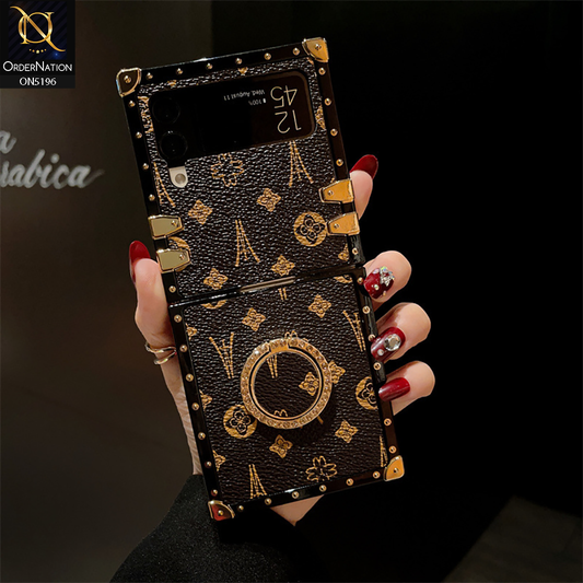 Samsung Galaxy Z Flip 3 5G Cover - Red - Shockproof Slim TPU Full Protection Retro Elegant Luxury Leather Case with Kickstand