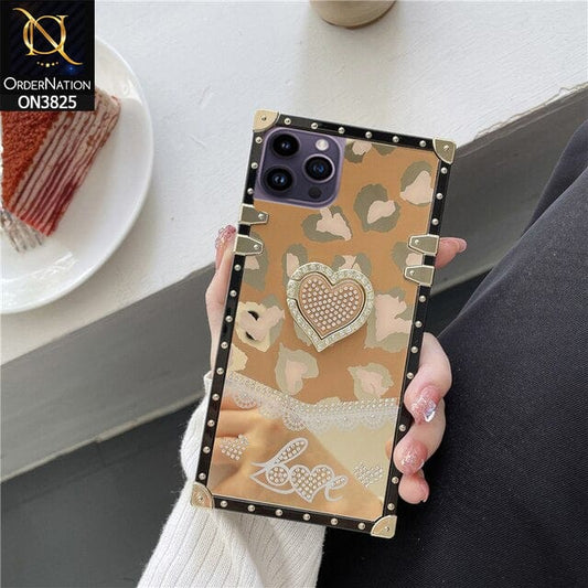 iPhone 13 Pro Max Cover - Design 5 - Heart Bling Diamond Glitter Soft TPU Trunk Case With Ring Holder