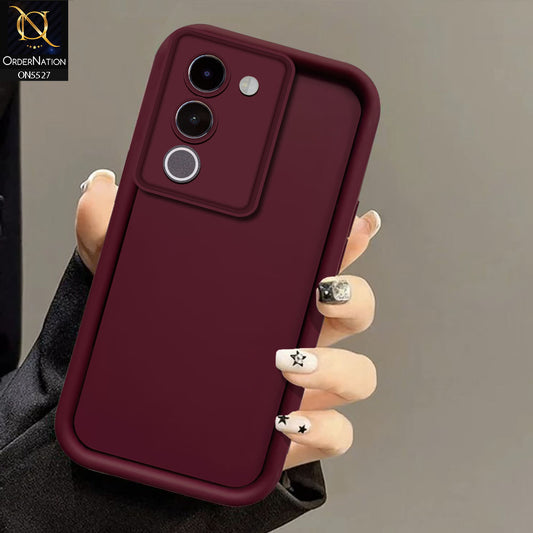 Vivo Y200 5G Cover - Maroon - Soft Silicone Case With Round Bumper Matte TPU Shockproof Cover