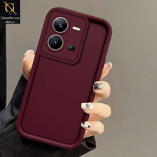 Vivo V25e Cover - Maroon - Soft Silicone Case With Round Bumper Matte TPU Shockproof Cover
