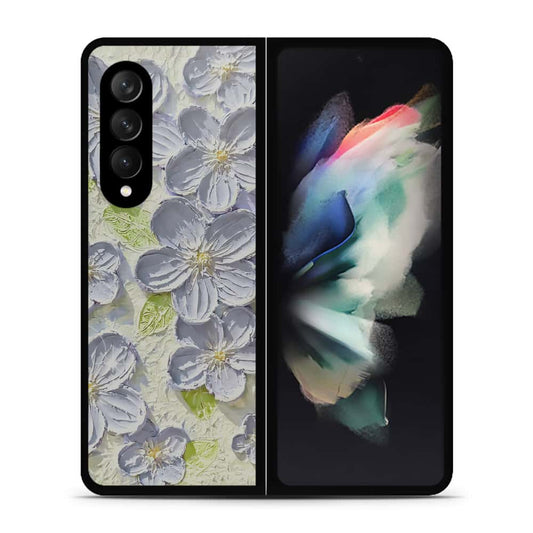 Samsung Galaxy Z Fold 3 5G Cover - Floral Series - Design 12 - Grey & Green - HQ Premium Shine Durable Shatterproof Case