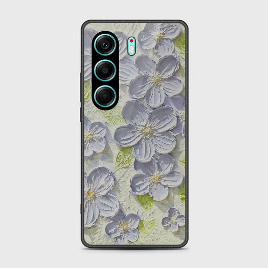 Tecno Camon 40 Pro Cover - Floral Series - Design 12 - Grey & Green - HQ Premium Shine Durable Shatterproof Case