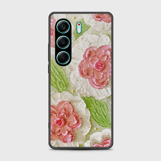 Tecno Camon 40 Pro Cover - Floral Series - Design 13 - Offwhite & Green - HQ Premium Shine Durable Shatterproof Case