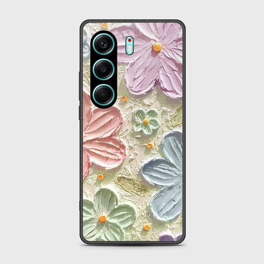 Tecno Camon 40 Pro Cover - Floral Series - Design 15 - Blue & Green - HQ Premium Shine Durable Shatterproof Case