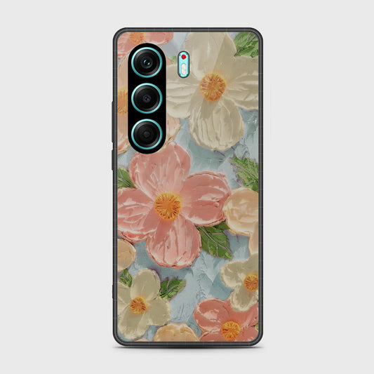 Tecno Camon 40 Pro Cover - Floral Series - Design 16 - Cyan & Pink - HQ Premium Shine Durable Shatterproof Case
