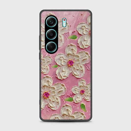 Tecno Camon 40 Pro Cover - Floral Series - Design 5 - Pink & White - HQ Premium Shine Durable Shatterproof Case