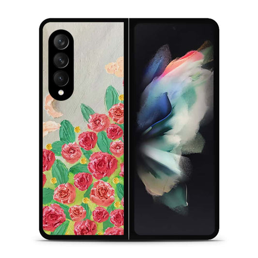 Samsung Galaxy Z Fold 3 5G Cover - Floral Series - Design 10 - Red & Green - HQ Premium Shine Durable Shatterproof Case