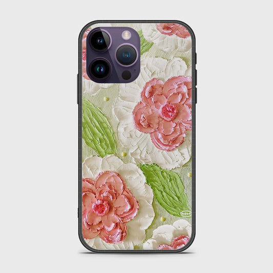 iPhone 14 Pro Max Cover - Floral Series - Design 13 - Offwhite & Green - HQ Premium Shine Durable Shatterproof Case