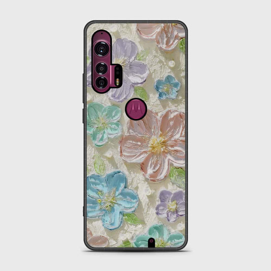 Motorola Edge Plus 2020 Cover - Floral Series - Design 14 - Blue & Purple - HQ Premium Shine Durable Shatterproof Case