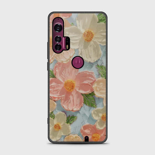 Motorola Edge Plus 2020 Cover - Floral Series - Design 16 - Cyan & Pink - HQ Premium Shine Durable Shatterproof Case