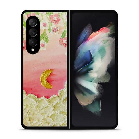 Samsung Galaxy Z Fold 3 5G Cover - Floral Series - Design 7 - Pink & Yellow - HQ Premium Shine Durable Shatterproof Case