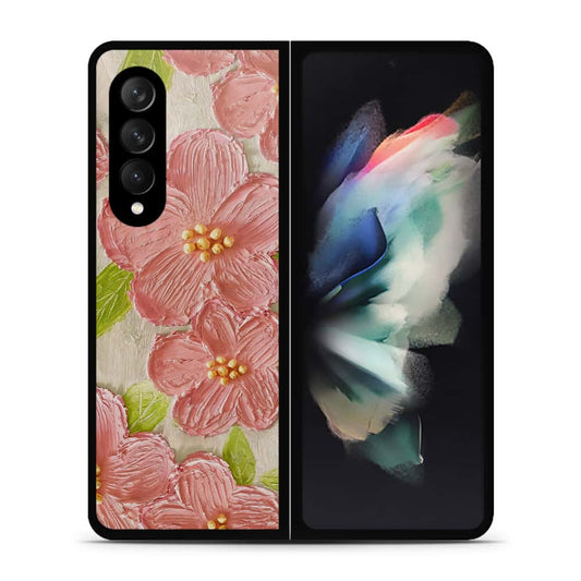 Samsung Galaxy Z Fold 3 5G Cover - Floral Series - Design 9 - Pink & Green - HQ Premium Shine Durable Shatterproof Case