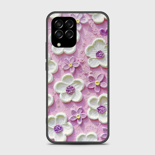 Samsung Galaxy M33 Cover - Floral Series - Design 4 - Purple & White - HQ Premium Shine Durable Shatterproof Case