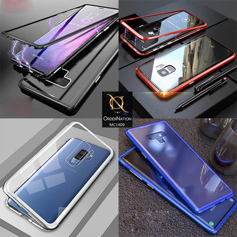 Samsung Galaxy M10 Cover - Blue - Luxury HQ Magnetic Back Glass Case - No Glass On Screen Side