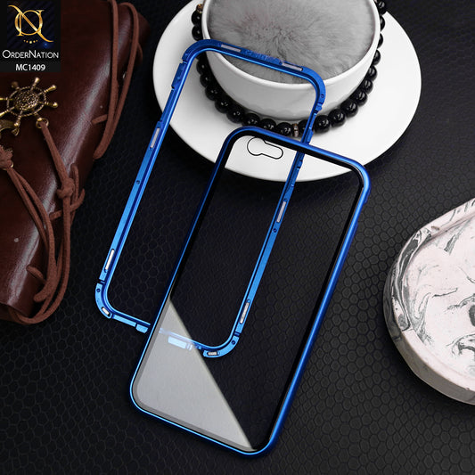 iPhone 6S / 6 Cover - Blue - Luxury HQ Magnetic Back Glass Case for  - No Glass On Screen Side