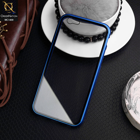 iPhone 6S / 6 Cover - Blue - Luxury HQ Magnetic Back Glass Case for  - No Glass On Screen Side