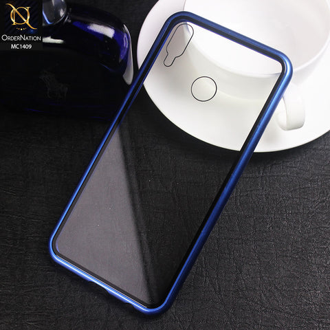 Huawei Y9 2019 Cover - Blue - Luxury HQ Magnetic Back Glass Case No Glass On Screen Side