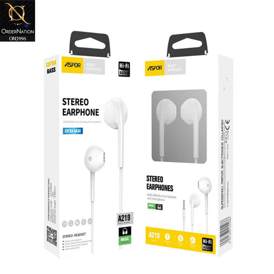 HiFi Handsfree with 3.5mm Plug Headphones Microphone Volume Button Control Call &Music Earphones - White