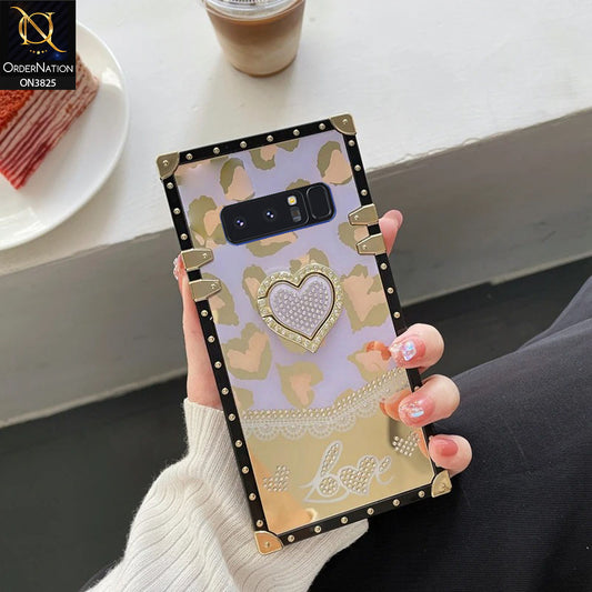 Samsung Galaxy Note 8  Cover - Design3 - Heart Bling Diamond Glitter Soft TPU Trunk Case With Ring Holder