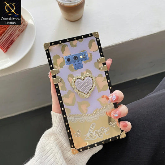 Samsung Galaxy Note 9  Cover - Design3 - Heart Bling Diamond Glitter Soft TPU Trunk Case With Ring Holder
