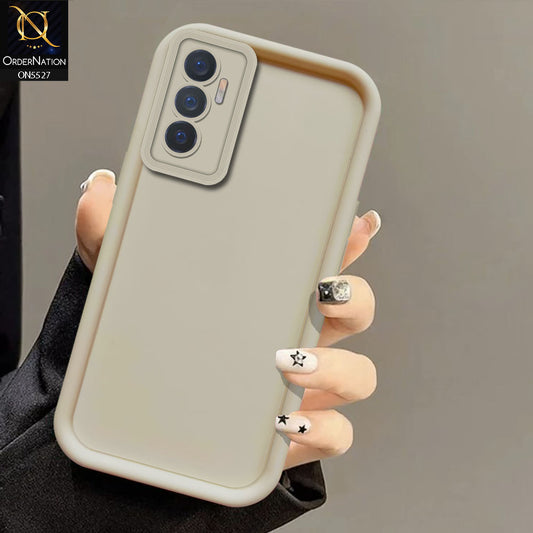 Vivo V23e 5G Cover - Off White -Soft Silicone Case With Round Bumper Matte TPU Shockproof Cover