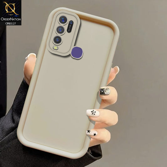 Vivo Y50 Cover - Off White -Soft Silicone Case With Round Bumper Matte TPU Shockproof Cover