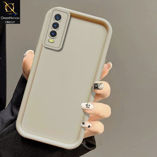 Vivo Y20a Cover - Off White -Soft Silicone Case With Round Bumper Matte TPU Shockproof Cover