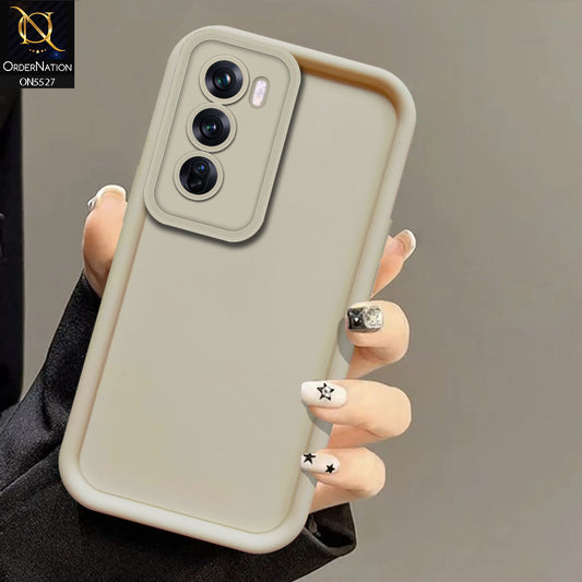 Oppo Reno 12 Cover - Off White -Soft Silicone Case With Round Bumper Matte TPU Shockproof Cover