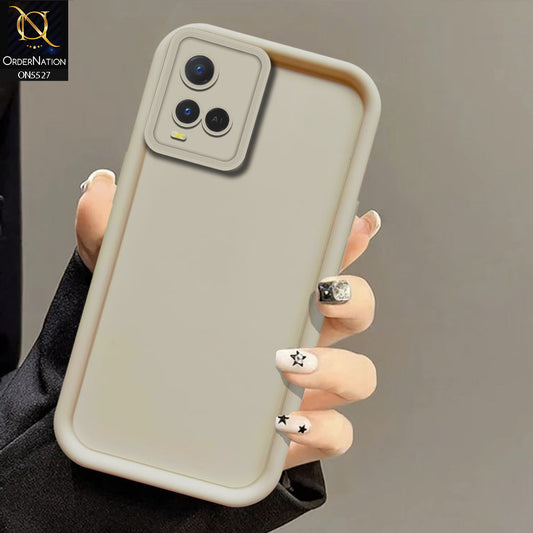 Vivo Y21s Cover - Off White -Soft Silicone Case With Round Bumper Matte TPU Shockproof Cover