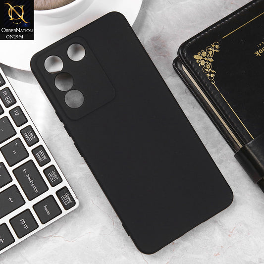 Vivo V27e Cover - Black - Matte Shockproof Sillica Gel Soft Case