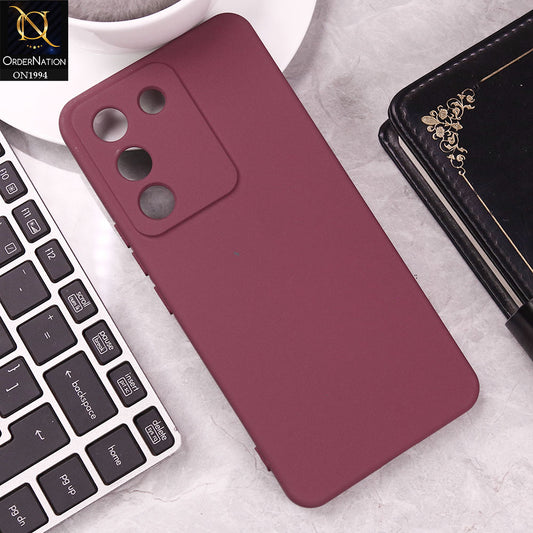 Vivo Y200 5G Cover - Maroon - Matte Shockproof Sillica Gel Soft Case