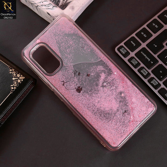 Vivo V19 Neo Cover - Pink - Cute Love Hearts Liquid Glitter Pc Back Case