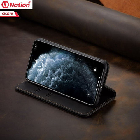 iPhone 15 Plus Cover - Black - ONation Business Flip Series - Premium Magnetic Leather Wallet Flip book Card Slots Soft Case