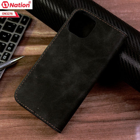 iPhone 15 Plus Cover - Black - ONation Business Flip Series - Premium Magnetic Leather Wallet Flip book Card Slots Soft Case