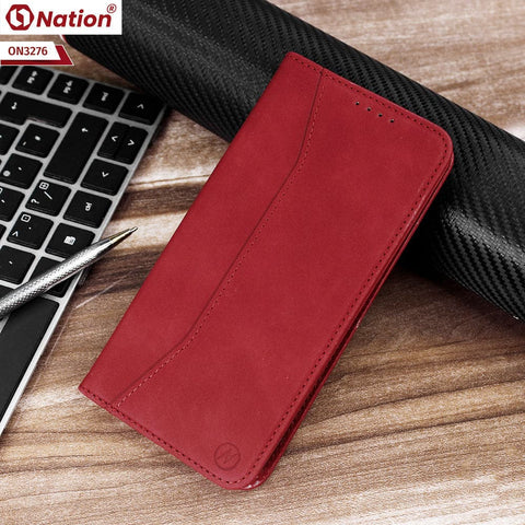 Samsung Galaxy S23 Ultra 5G Cover - Red - ONation Business Flip Series - Premium Magnetic Leather Wallet Flip book Card Slots Soft Case