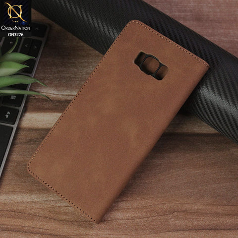 Samsung Galaxy S8 Plus Cover - Light Brown - ONation Business Flip Series - Premium Magnetic Leather Wallet Flip book Card Slots Soft Case