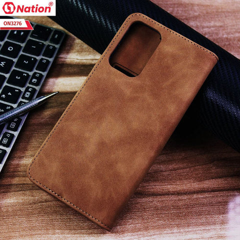 Xiaomi Redmi Note 12S Cover - Light Brown - ONation Business Flip Series - Premium Magnetic Leather Wallet Flip book Card Slots Soft Case