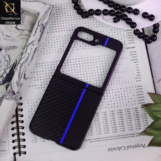 Samsung Galaxy Z Flip 5 5G Cover - Design 2 - Carbon Fiber Texture Hybrid PU Leather Hard Case