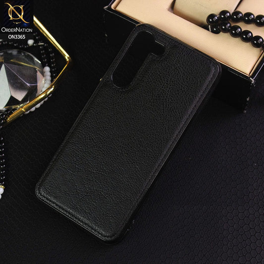 Samsung Galaxy S23 Plus 5G Cover - Black - Vintage Luxury Business Style TPU Leather Stitching Logo Hole Soft Case