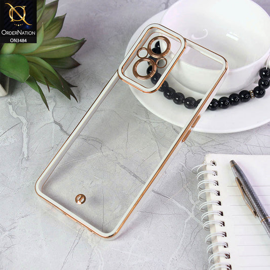Oppo Reno 7 Lite Cover - White - New Electroplated Side Borders Camera Protection Case