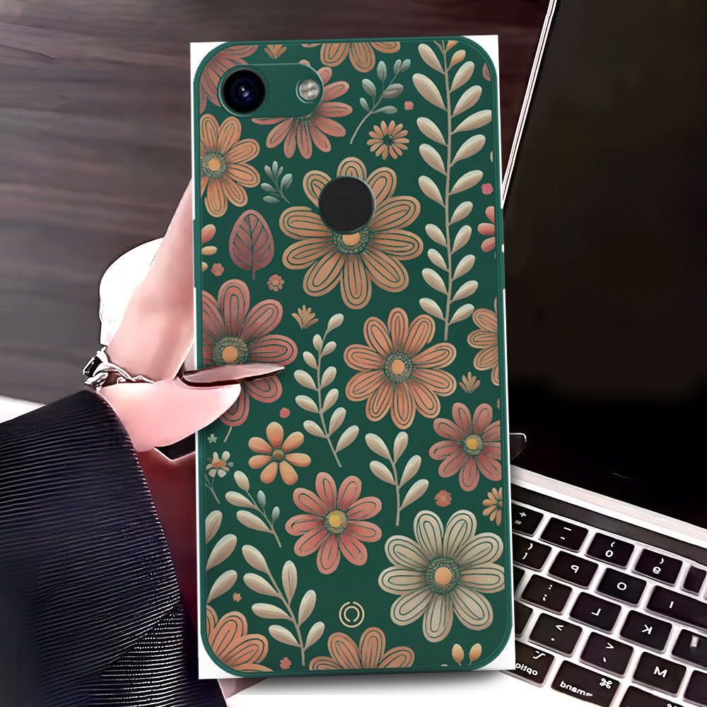 Google Pixel 3a XL Cover Dark Green D4 ONation Floral Series