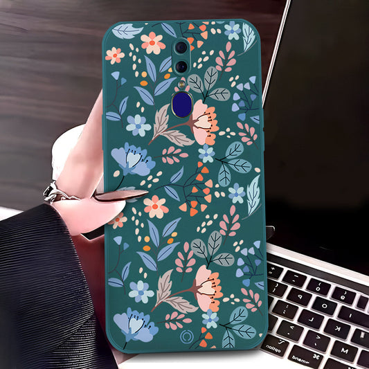 Oppo A9 / A9x Cover - Dark Green - D1 - ONation Floral Series - HQ Liquid Silicone Soft Case