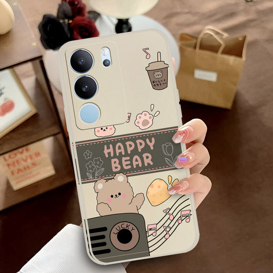 Vivo V29 Pro Cover - Off White - D1 - ONation Happy Cute Series - HQ Liquid Silicone Soft Case