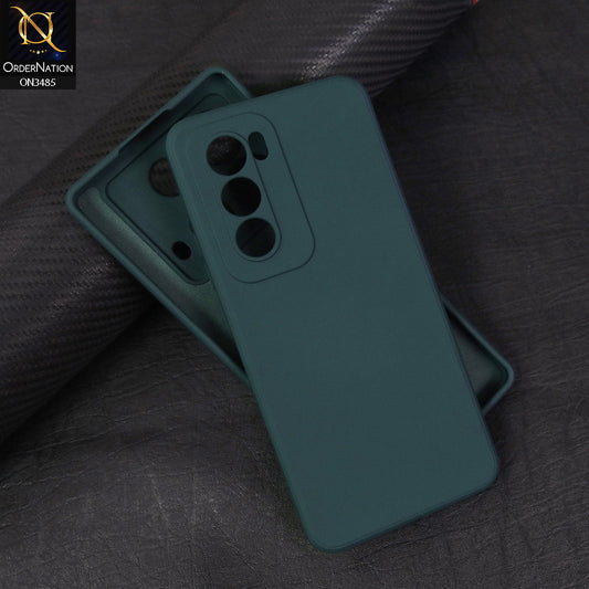 Oppo Reno 12 Cover - Dark Green - ONation Silica Gel Series - HQ Liquid Silicone Elegant Colors Camera Protection Soft Case