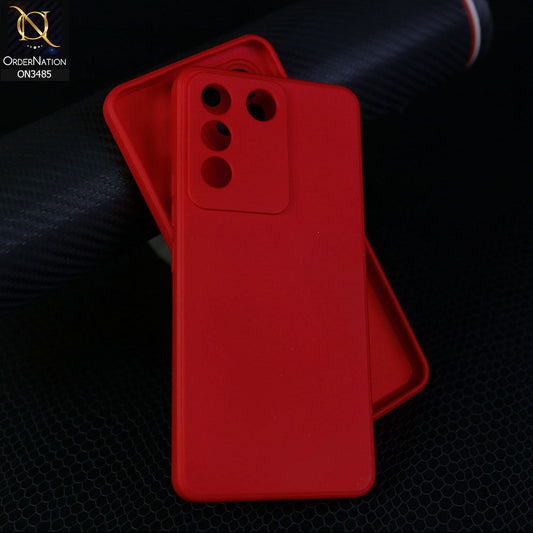 Vivo V27e Cover - Dark Red - ONation Silica Gel Series - HQ Liquid Silicone Elegant Colors Camera Protection Soft Case