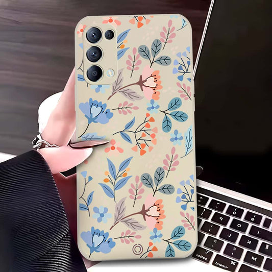 Oppo Find X3 Lite Cover - Off White - D1 - ONation Floral Series - HQ Liquid Silicone Soft Case (Fast Delivery)(S)