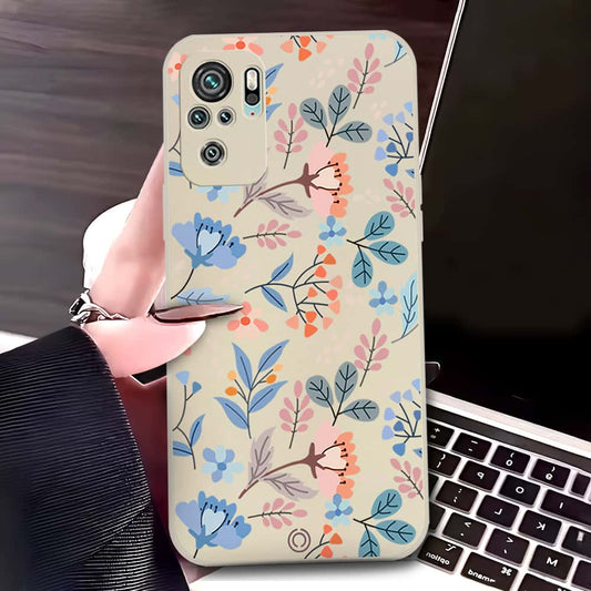 Xiaomi Redmi Note 10 4G Cover - Off White - D1 - ONation Floral Series - HQ Liquid Silicone Soft Case